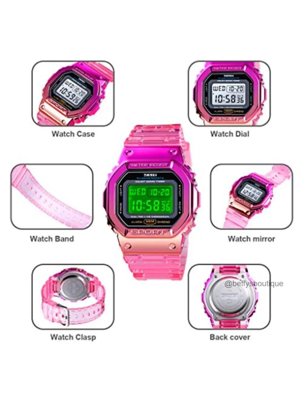 Women's Digital Sports Watch Waterproof Silicone Strap Casual Wrist Watch